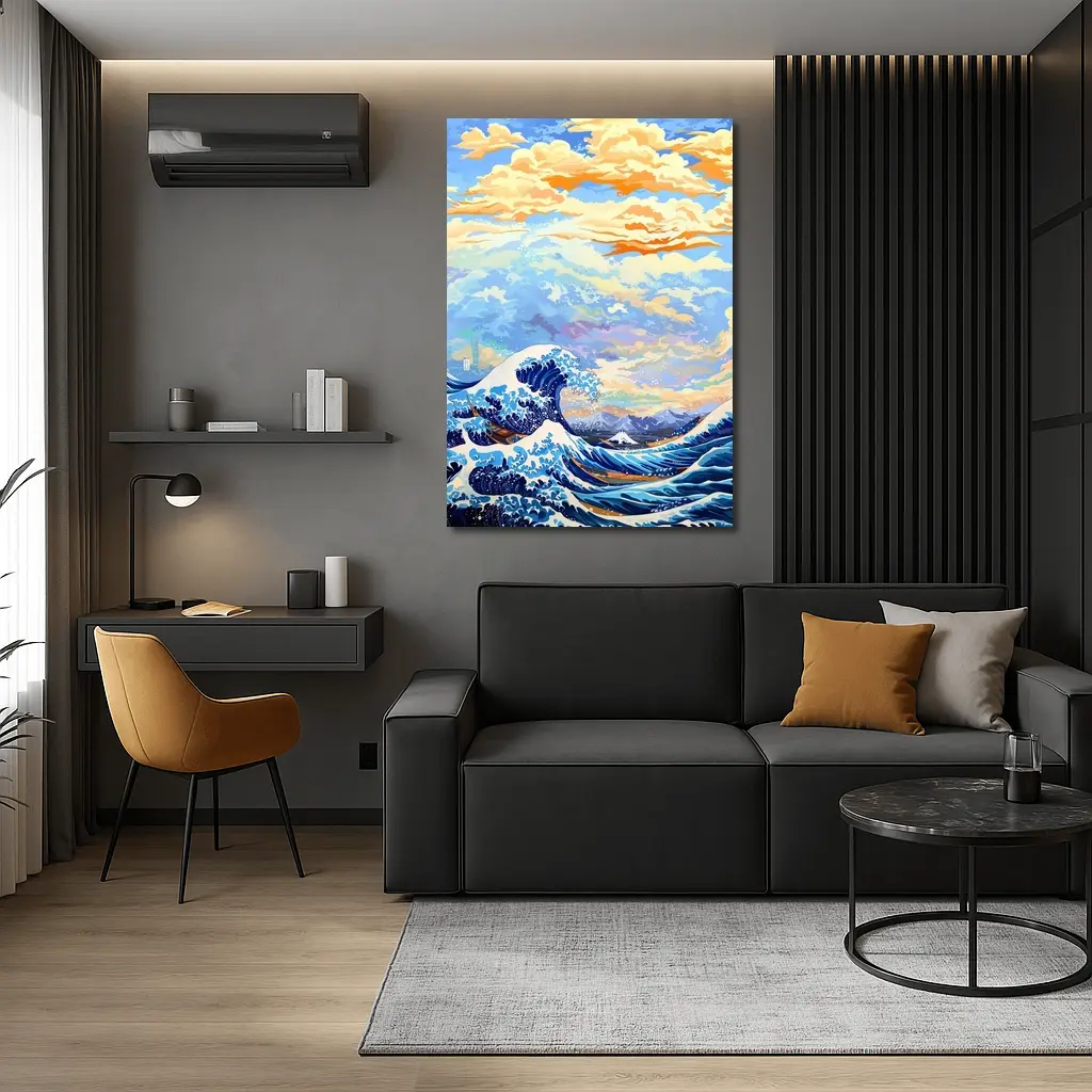 Great Wave Hokusai Style Ocean Sky Art – Wall Art