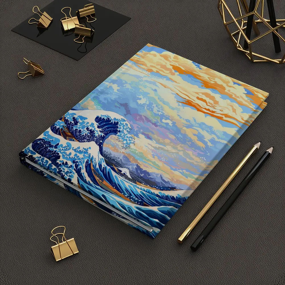 Great Wave Hokusai Style Ocean Sky Art – Notebooks