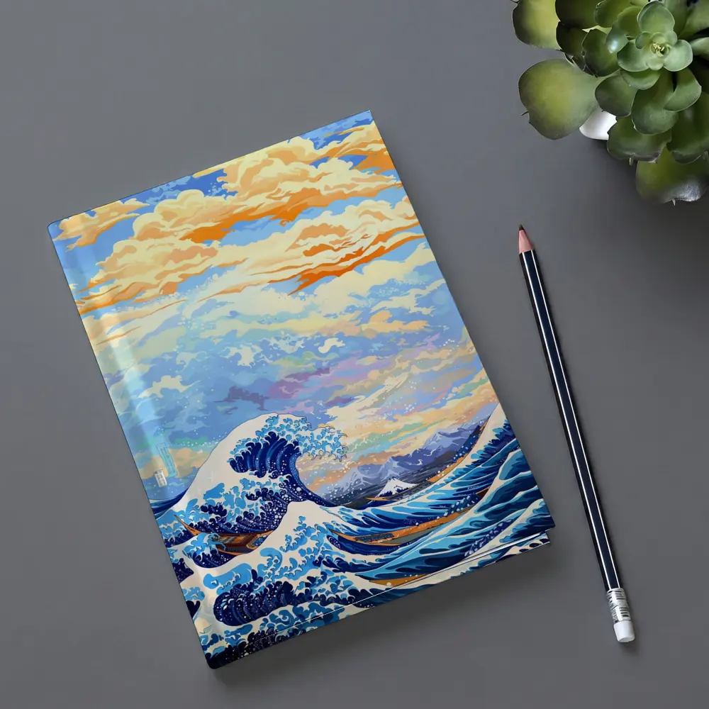 Great Wave Hokusai Style Ocean Sky Art – Notebooks