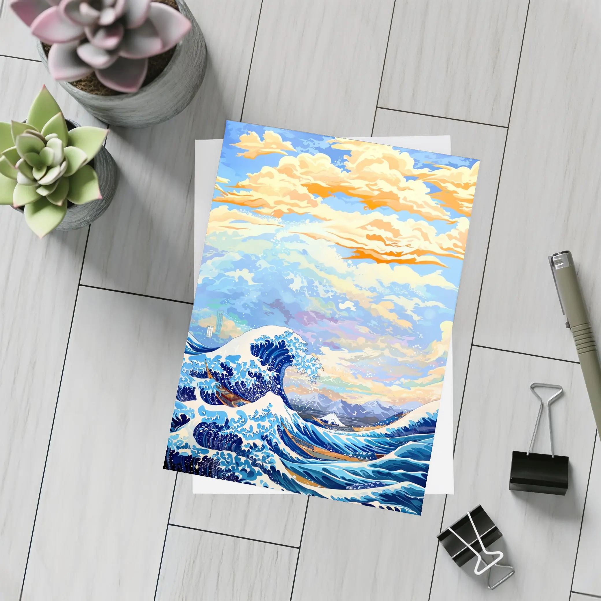 Great Wave Hokusai Style Ocean Sky Art – Postcards