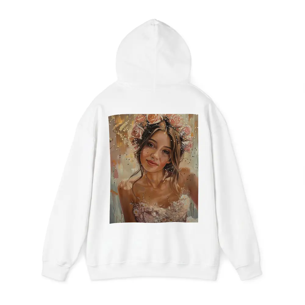 Young Woman Floral Crown Portrait Oil Painting – Hoodies