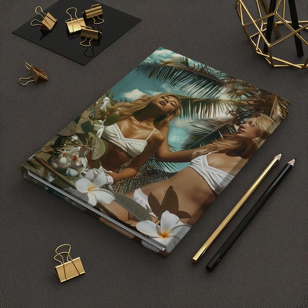 Two Women White Bikini Tropical Plumeria Flowers – Notebooks