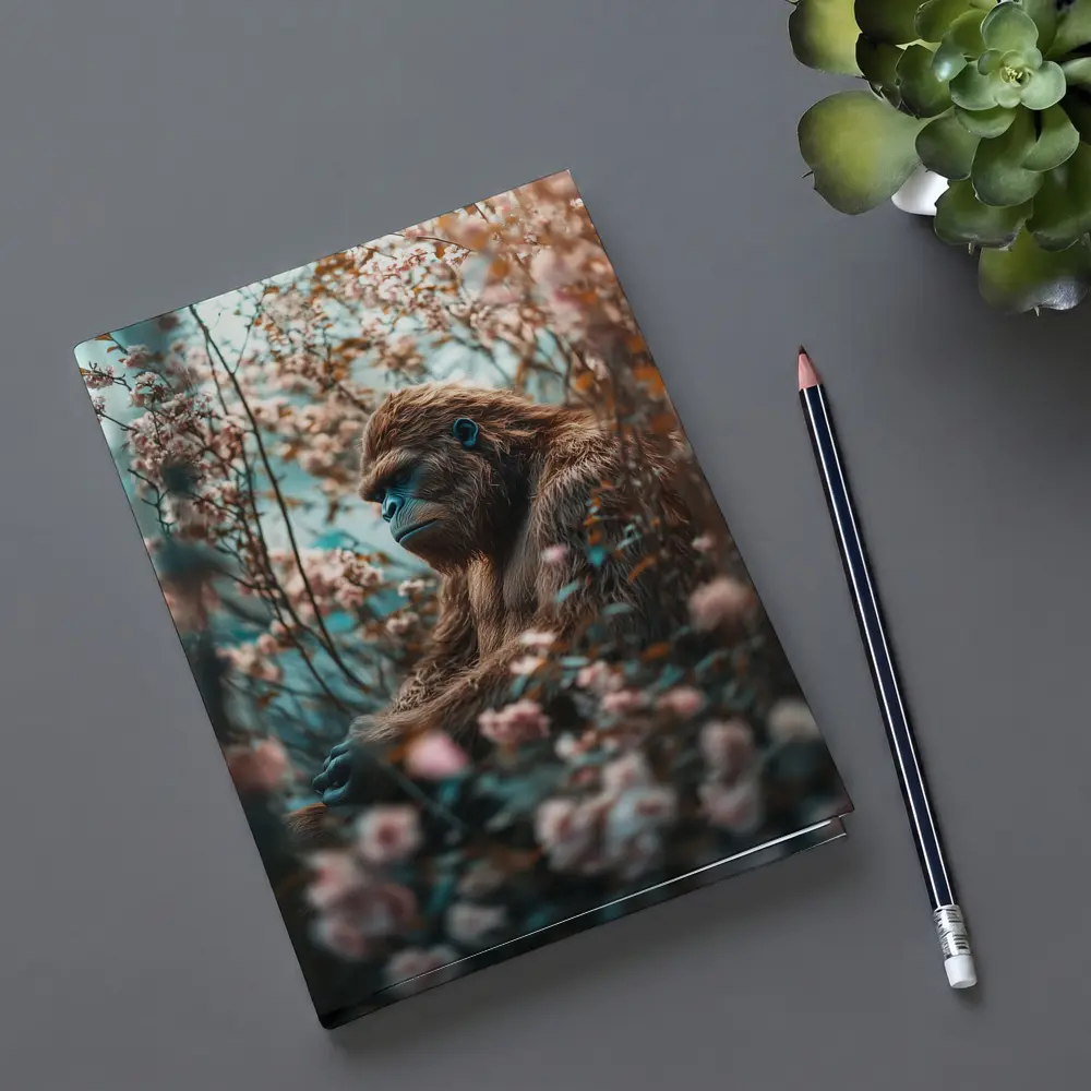 Gorilla Among Pink Blossoms Floral Background – Notebooks