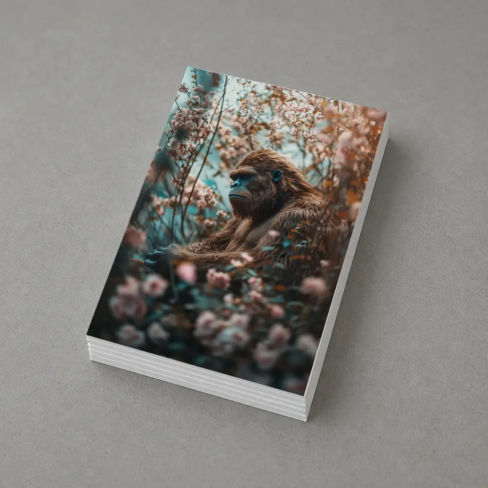 Gorilla Among Pink Blossoms Floral Background – Postcards