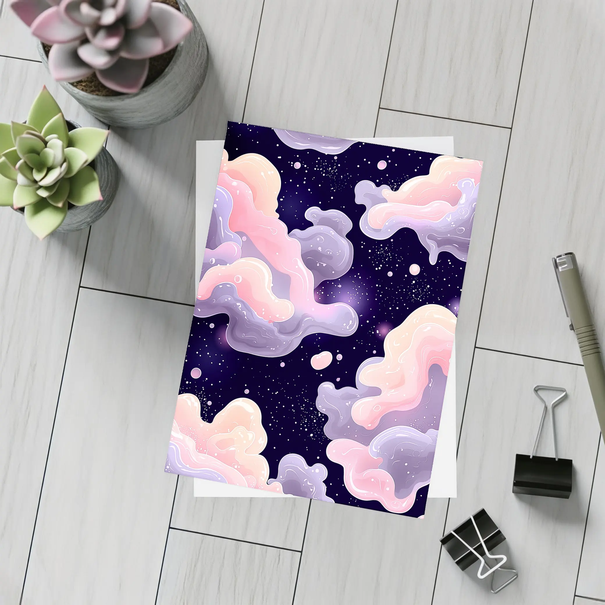 Pastel Galaxy Clouds Dreamy Space Art – Postcards