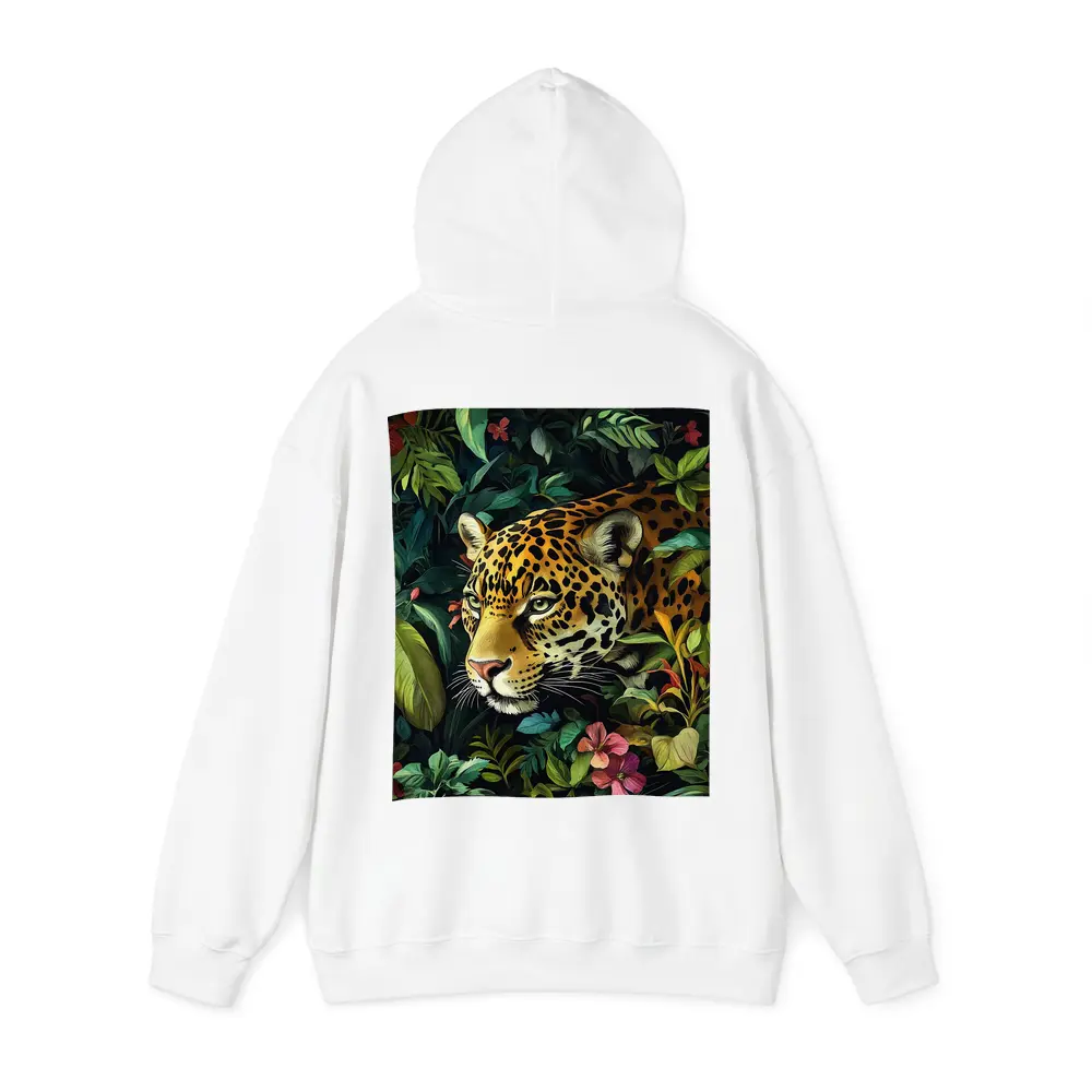 Jaguar Prowling Through Tropical Jungle Flowers – Hoodies