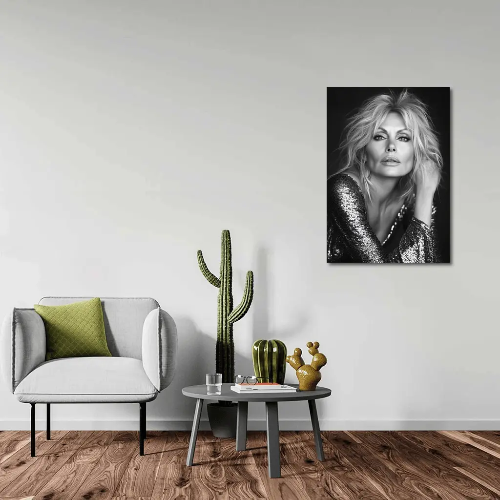 Black and White Blonde Woman Sequin Portrait – Wall Art