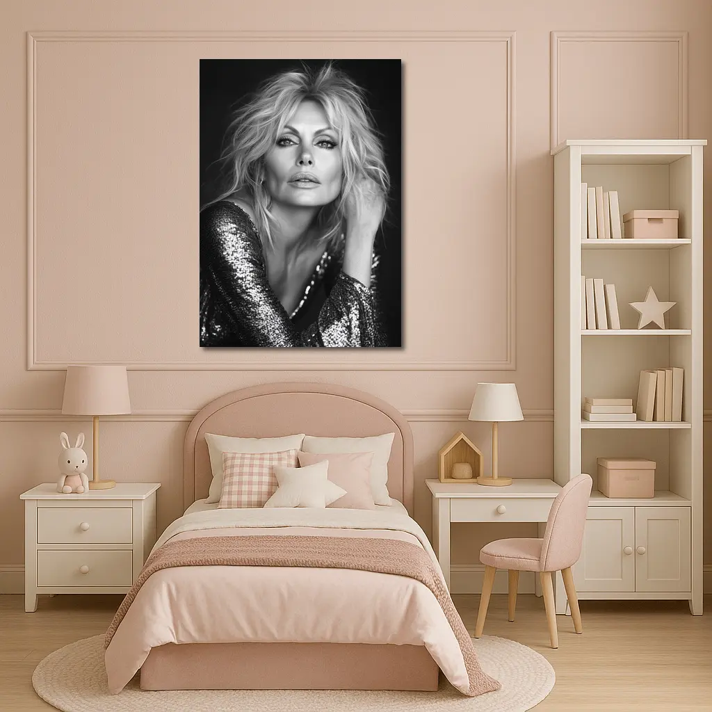 Black and White Blonde Woman Sequin Portrait – Wall Art