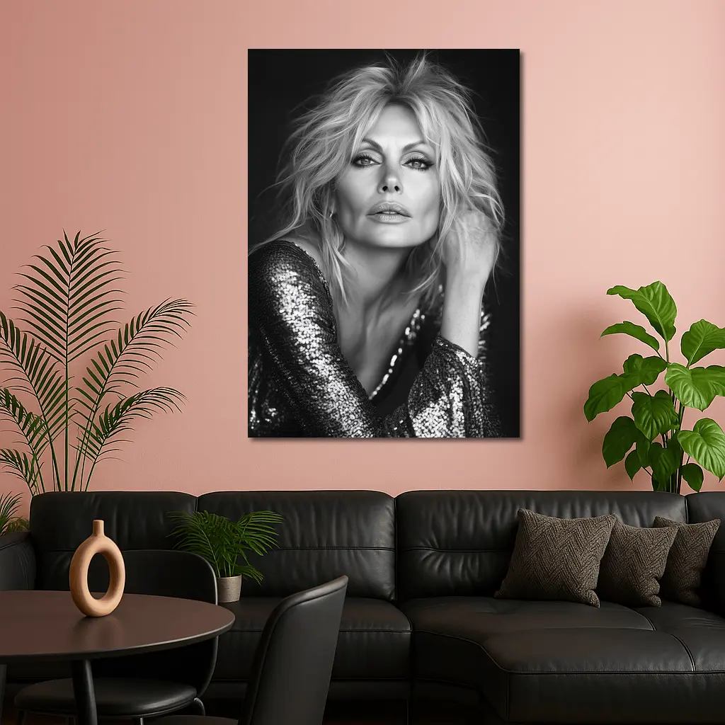 Black and White Blonde Woman Sequin Portrait – Wall Art