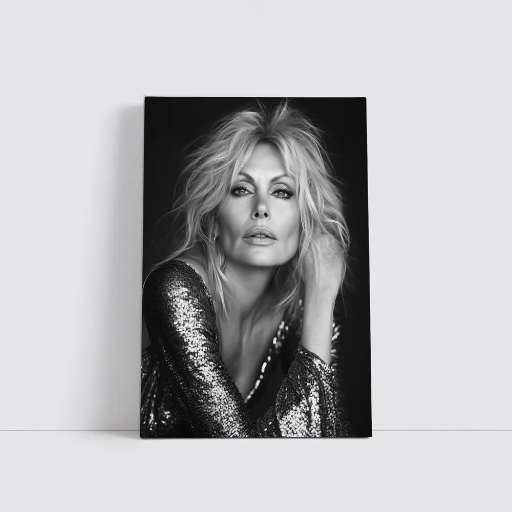 Black and White Blonde Woman Sequin Portrait – Wall Art