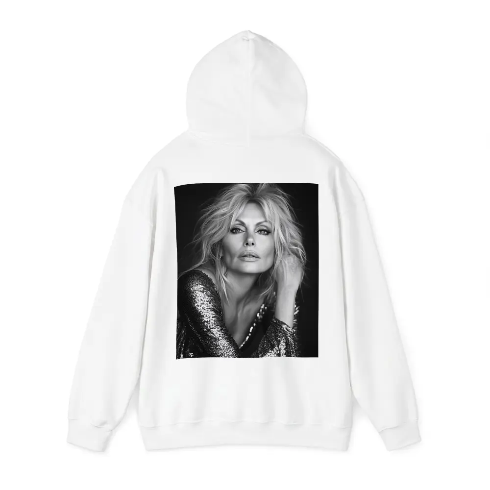 Black and White Blonde Woman Sequin Portrait – Hoodies