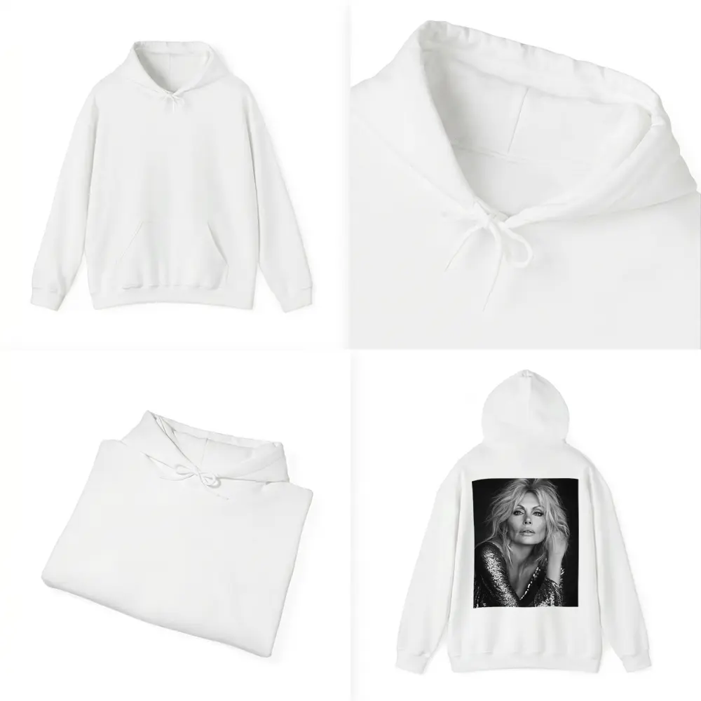 Black and White Blonde Woman Sequin Portrait – Hoodies