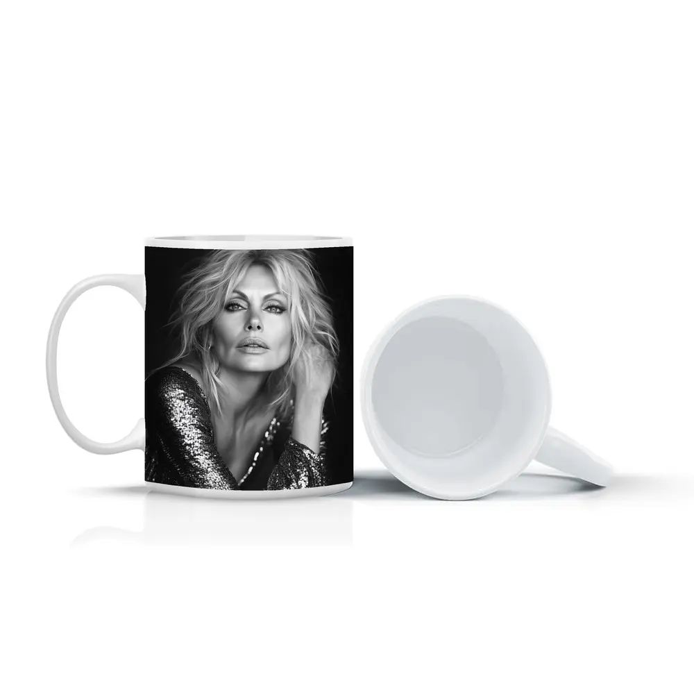 Black and White Blonde Woman Sequin Portrait – Mugs