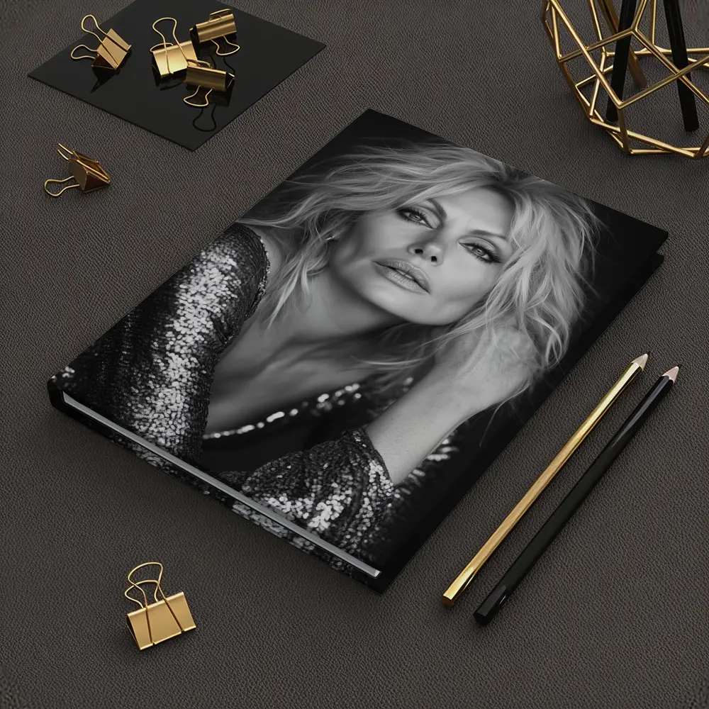 Black and White Blonde Woman Sequin Portrait – Notebooks