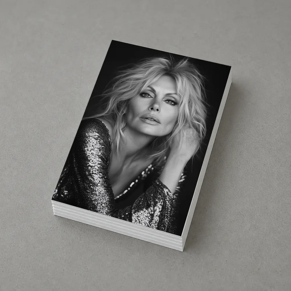 Black and White Blonde Woman Sequin Portrait – Postcards