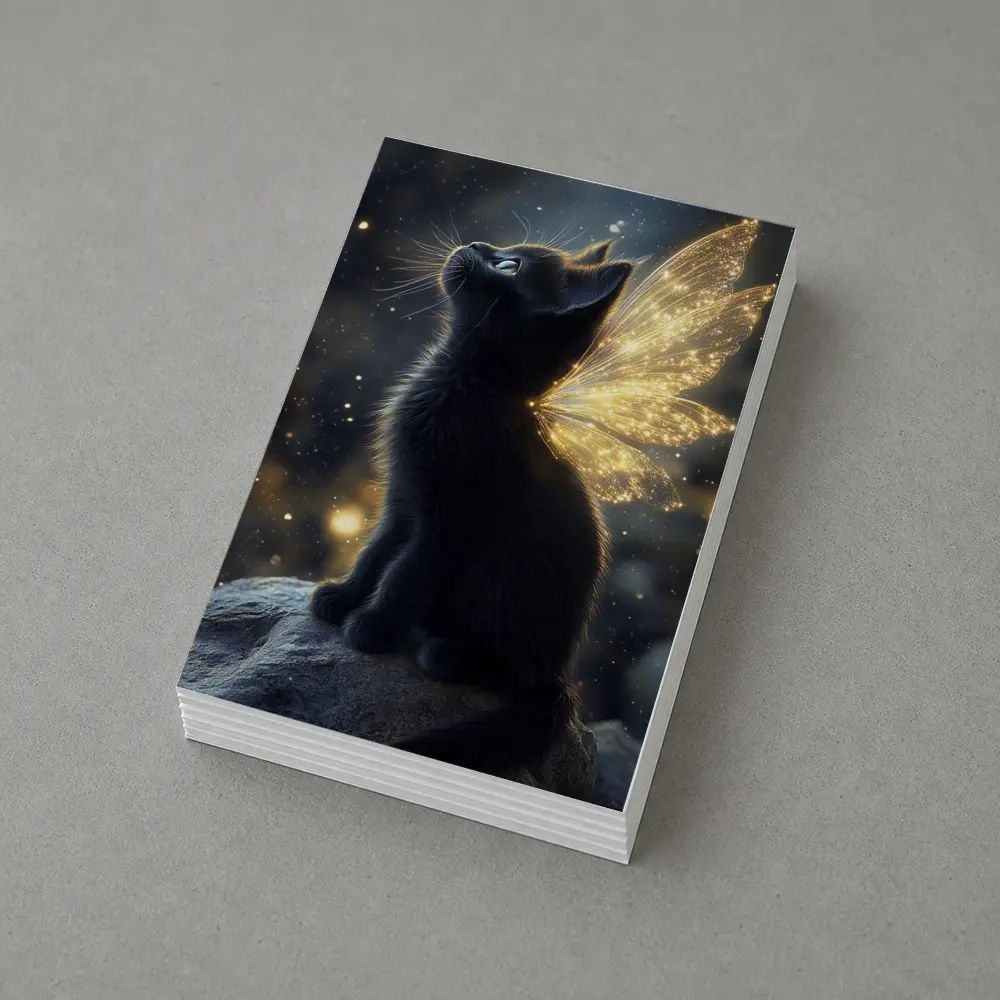 Black Kitten Fairy Wings Starry Night Sky – Postcards