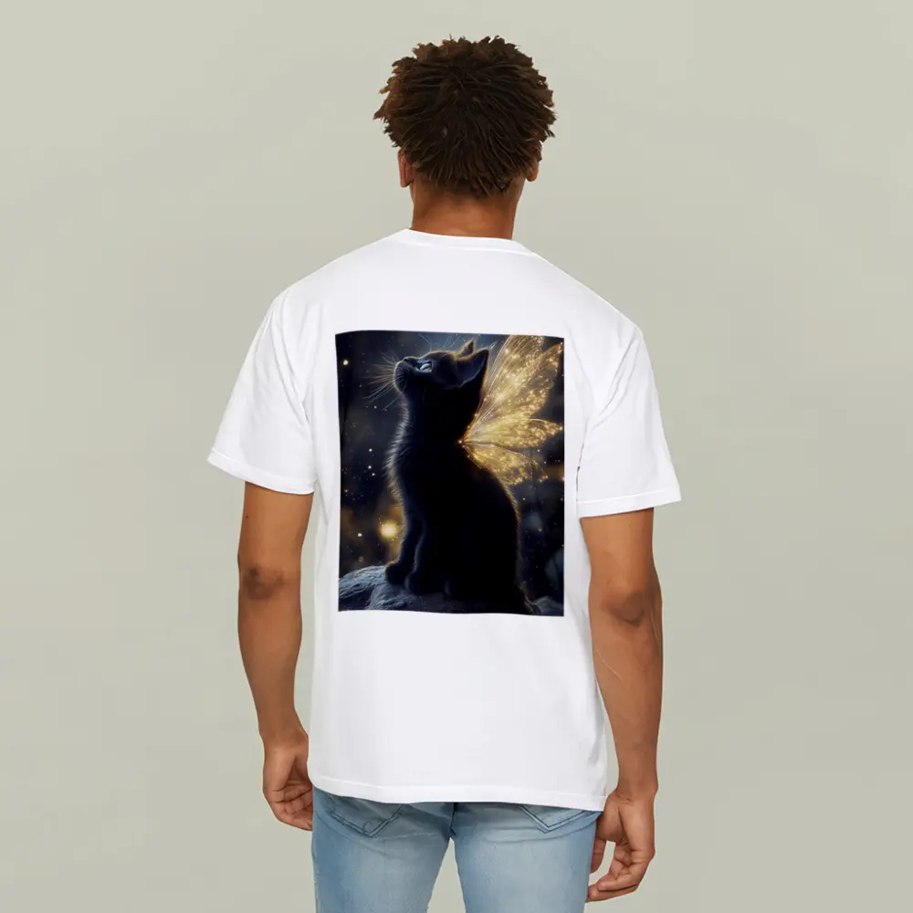 Black Kitten Fairy Wings Starry Night Sky – T-Shirts