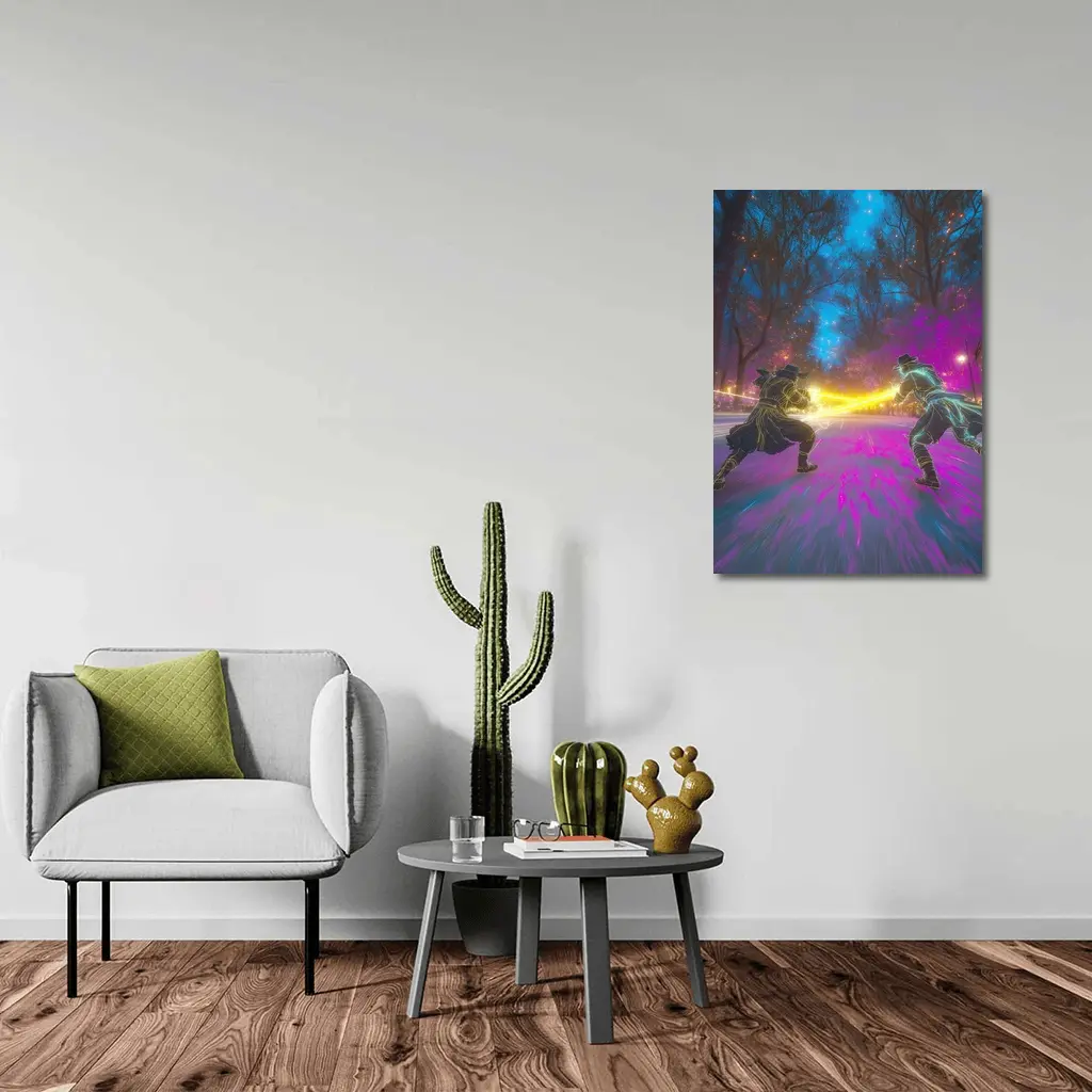 Anime Duel Neon Fight Night Park – Wall Art