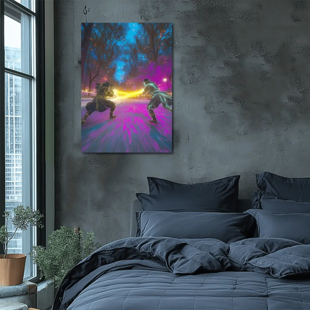 Anime Duel Neon Fight Night Park – Wall Art
