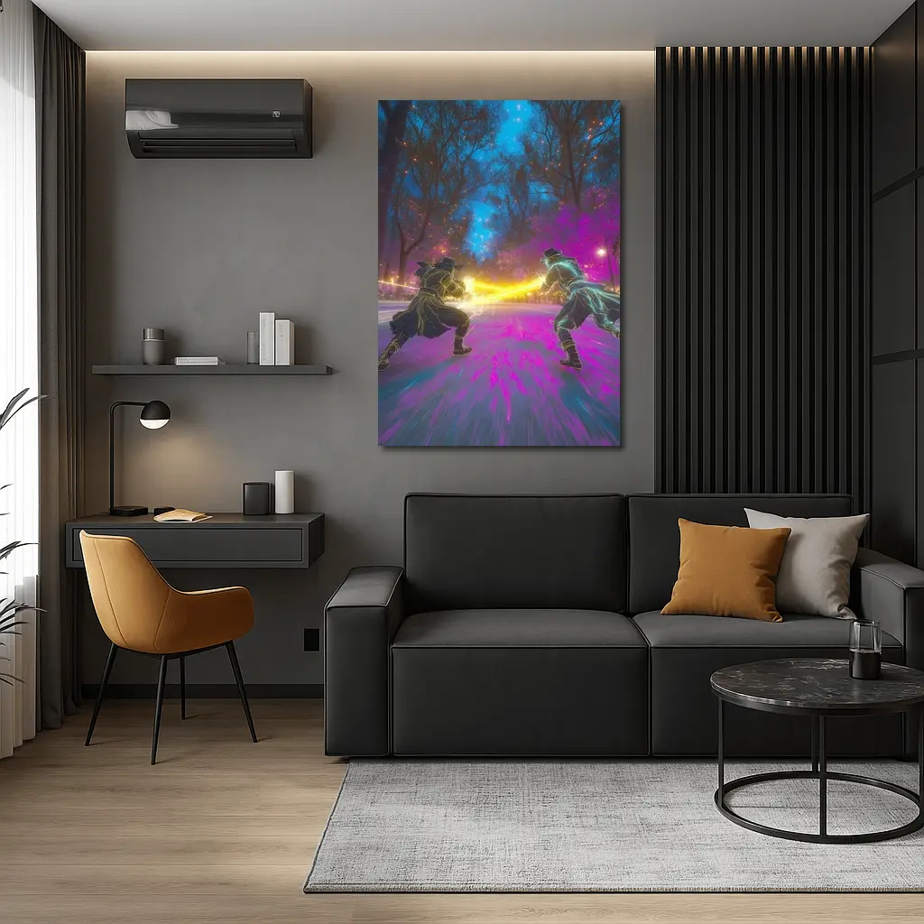 Anime Duel Neon Fight Night Park – Wall Art