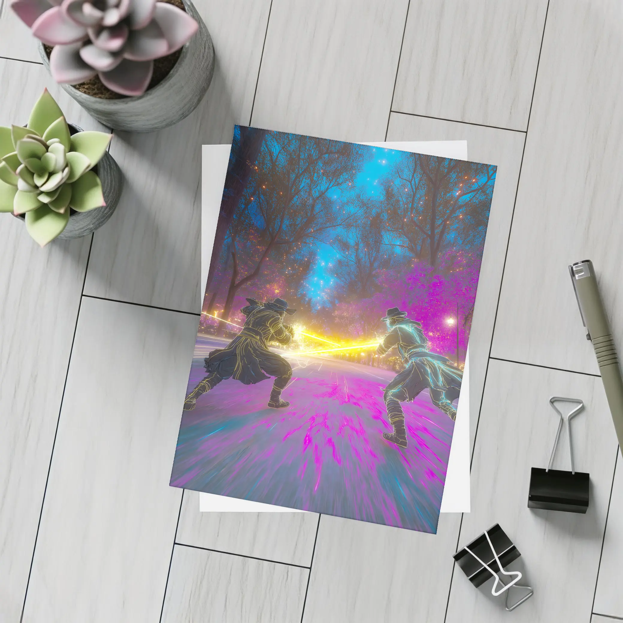 Anime Duel Neon Fight Night Park – Postcards