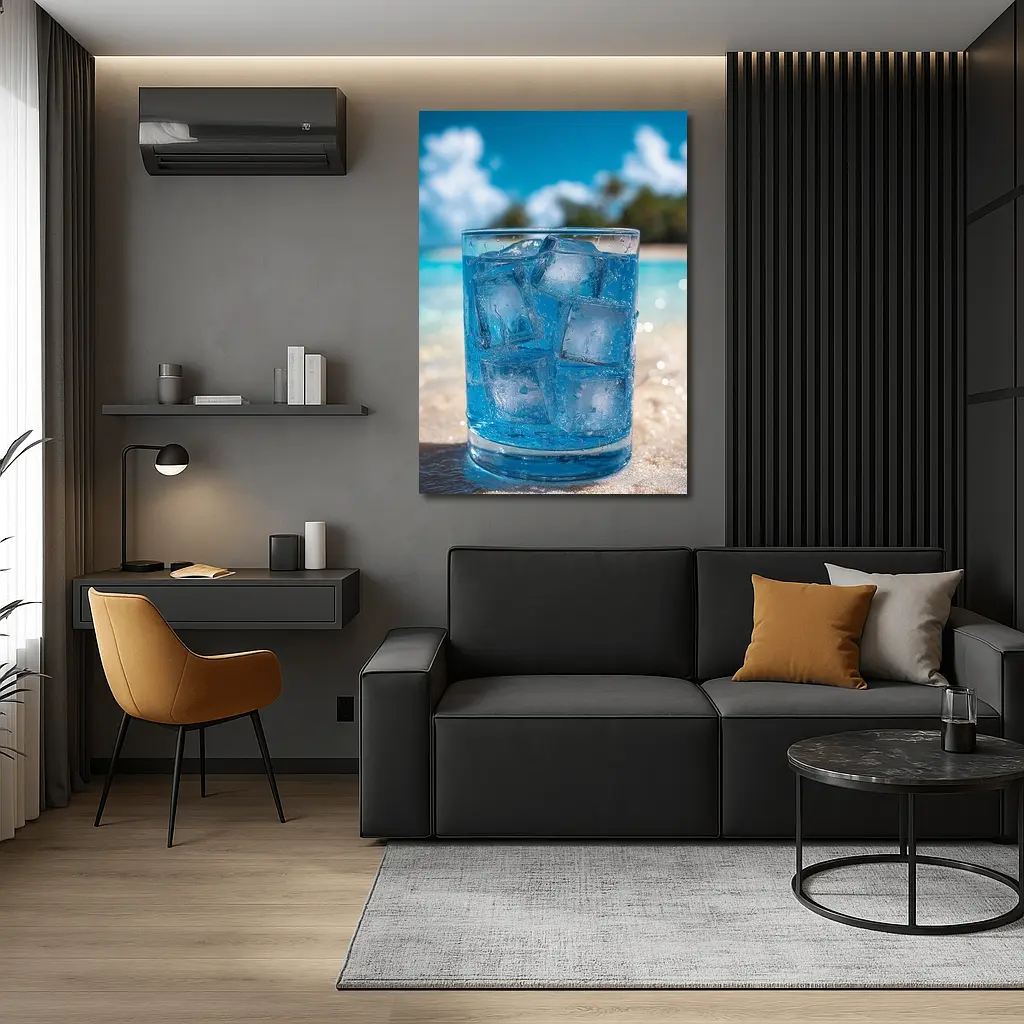 Icy Blue Drink Glass Tropical Beach Setting – Wall Art