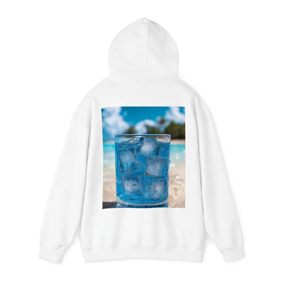 Icy Blue Drink Glass Tropical Beach Setting – Hoodies