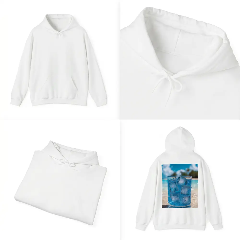 Icy Blue Drink Glass Tropical Beach Setting – Hoodies