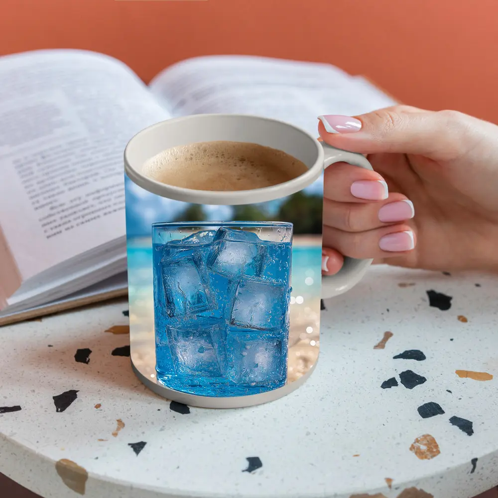 Icy Blue Drink Glass Tropical Beach Setting – Mugs