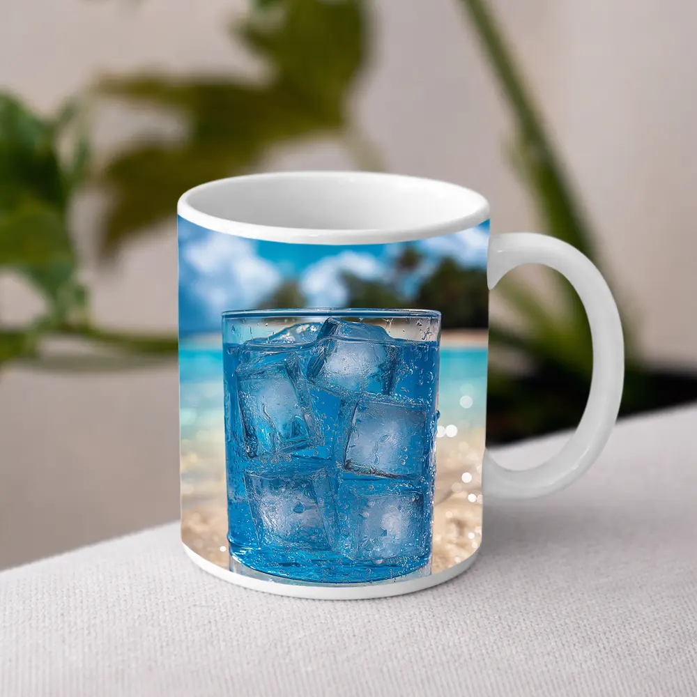 Icy Blue Drink Glass Tropical Beach Setting – Mugs