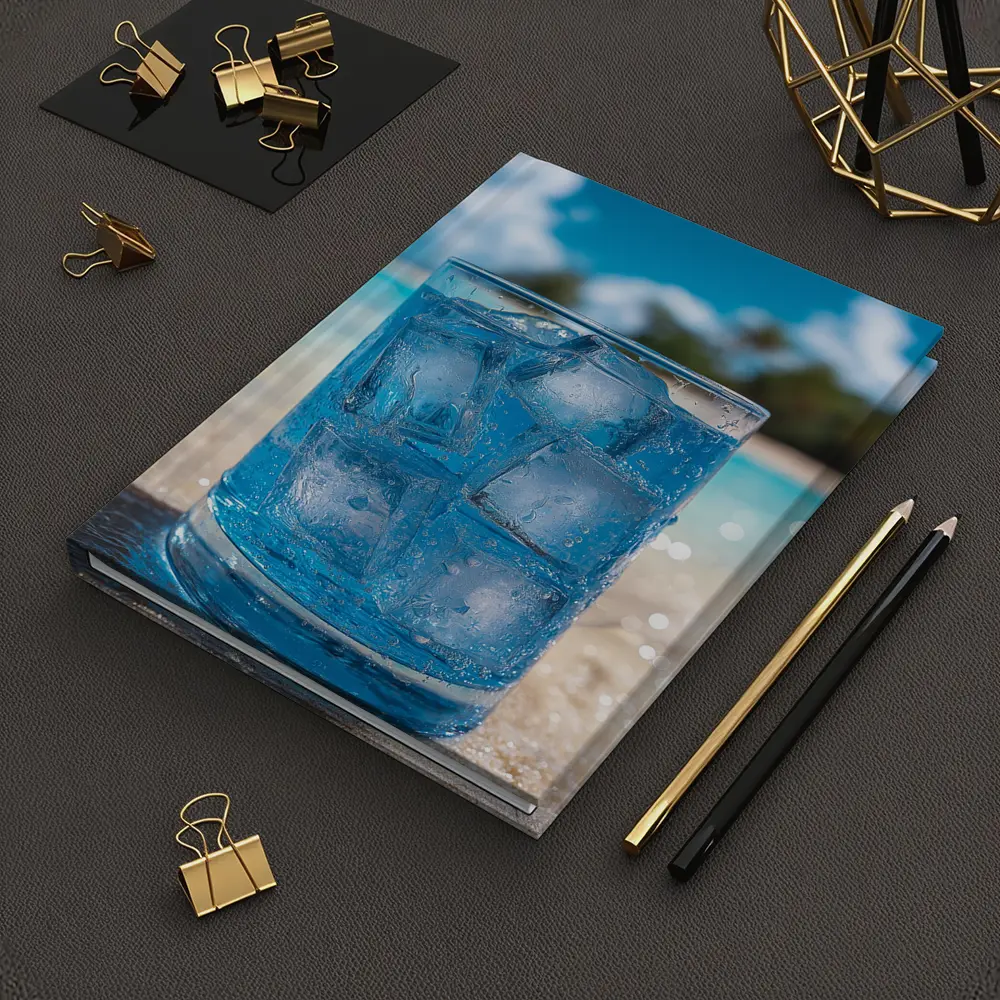 Icy Blue Drink Glass Tropical Beach Setting – Notebooks