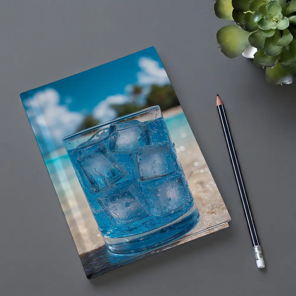 Icy Blue Drink Glass Tropical Beach Setting – Notebooks