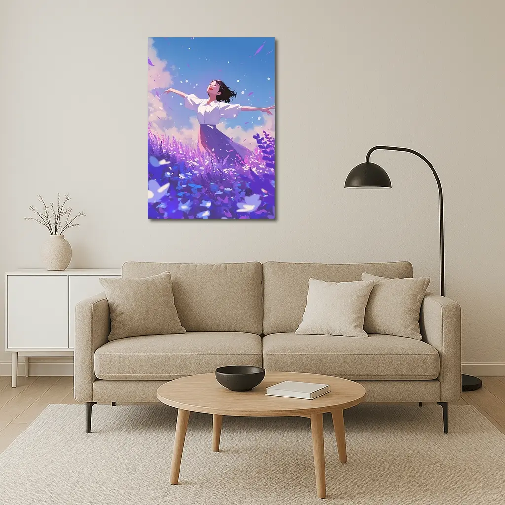 Anime Girl Dancing in Lavender Field – Wall Art