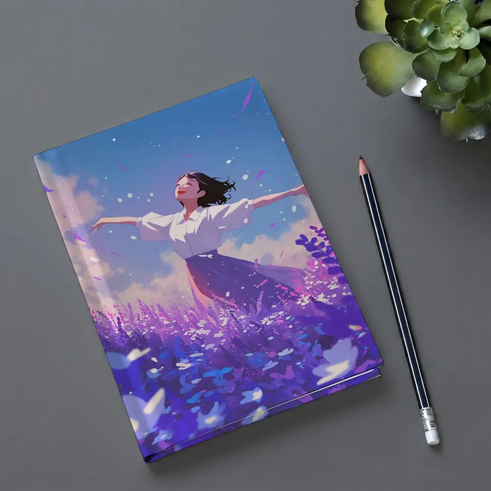 Anime Girl Dancing in Lavender Field – Notebooks