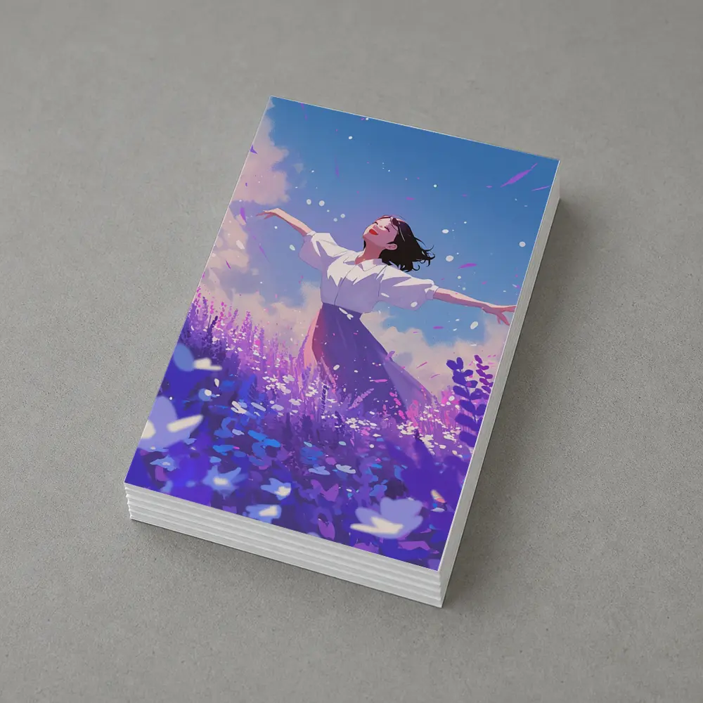 Anime Girl Dancing in Lavender Field – Postcards