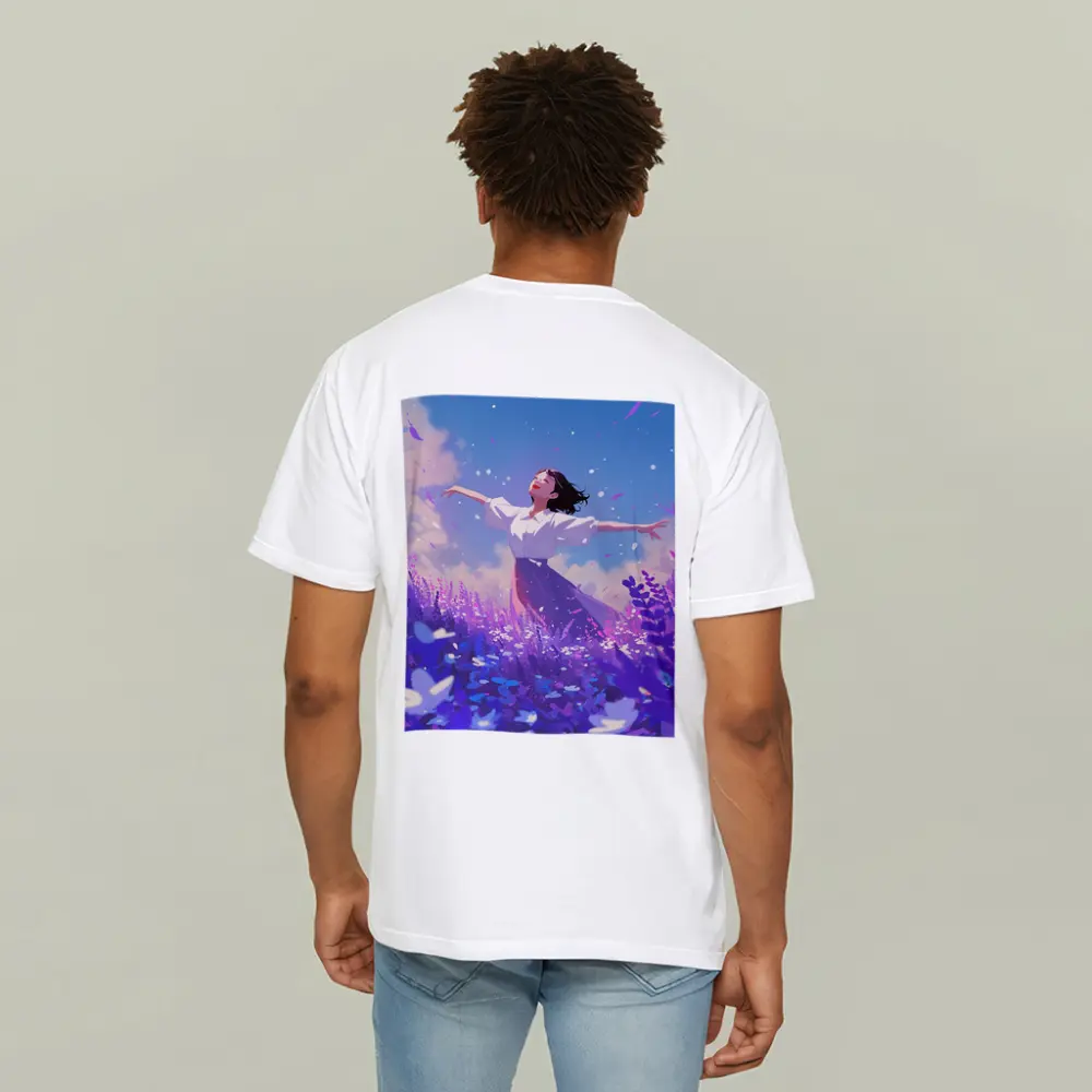 Anime Girl Dancing in Lavender Field – T-Shirts