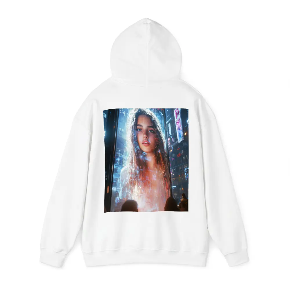 Neon City Girl Holographic Billboard Night – Hoodies