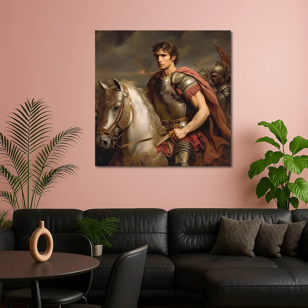 Roman General on White Horse Battle Scene – Wall Art
