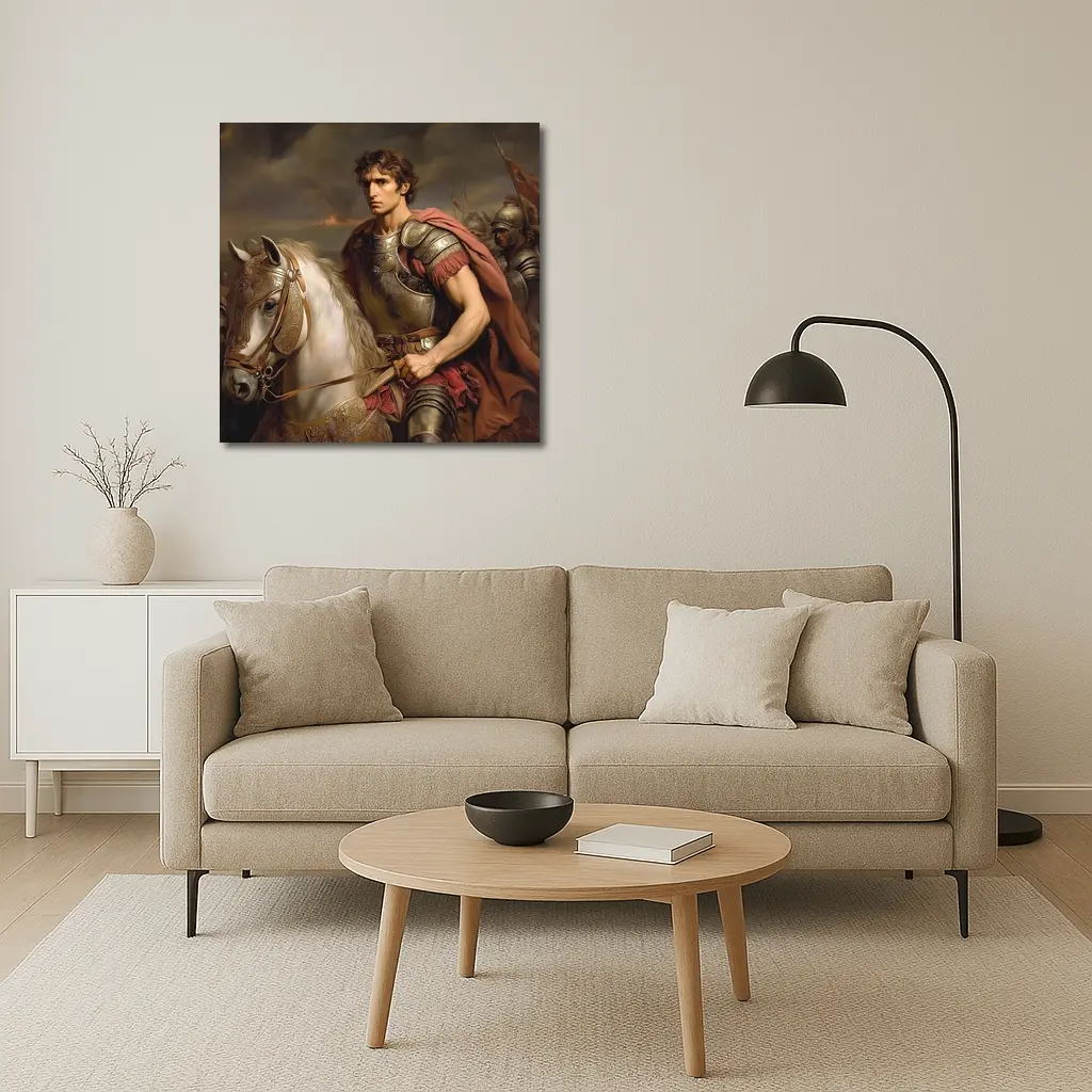 Roman General on White Horse Battle Scene – Wall Art