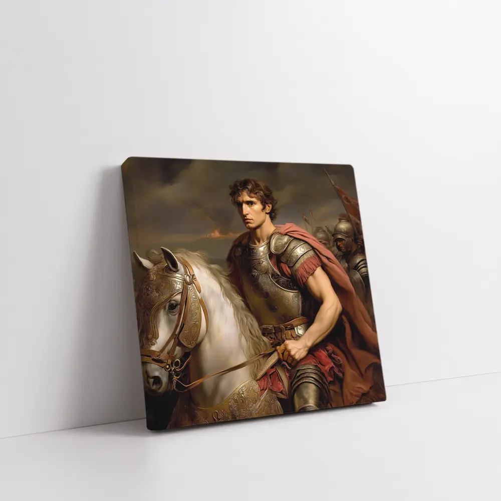 Roman General on White Horse Battle Scene – Wall Art