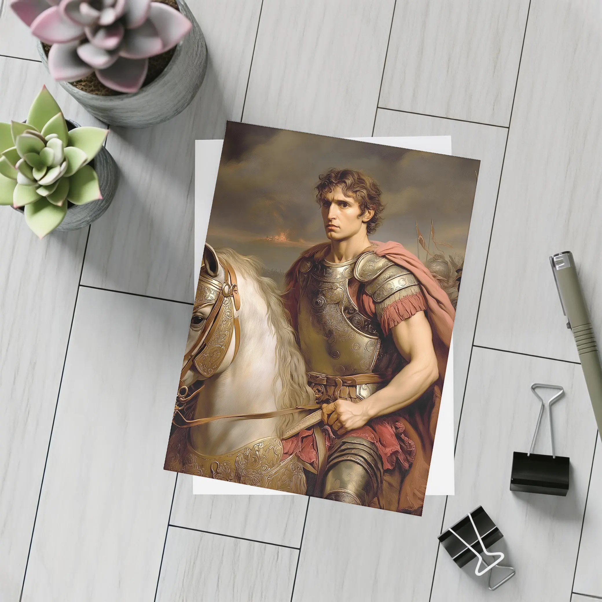 Roman General on White Horse Battle Scene – Postcards