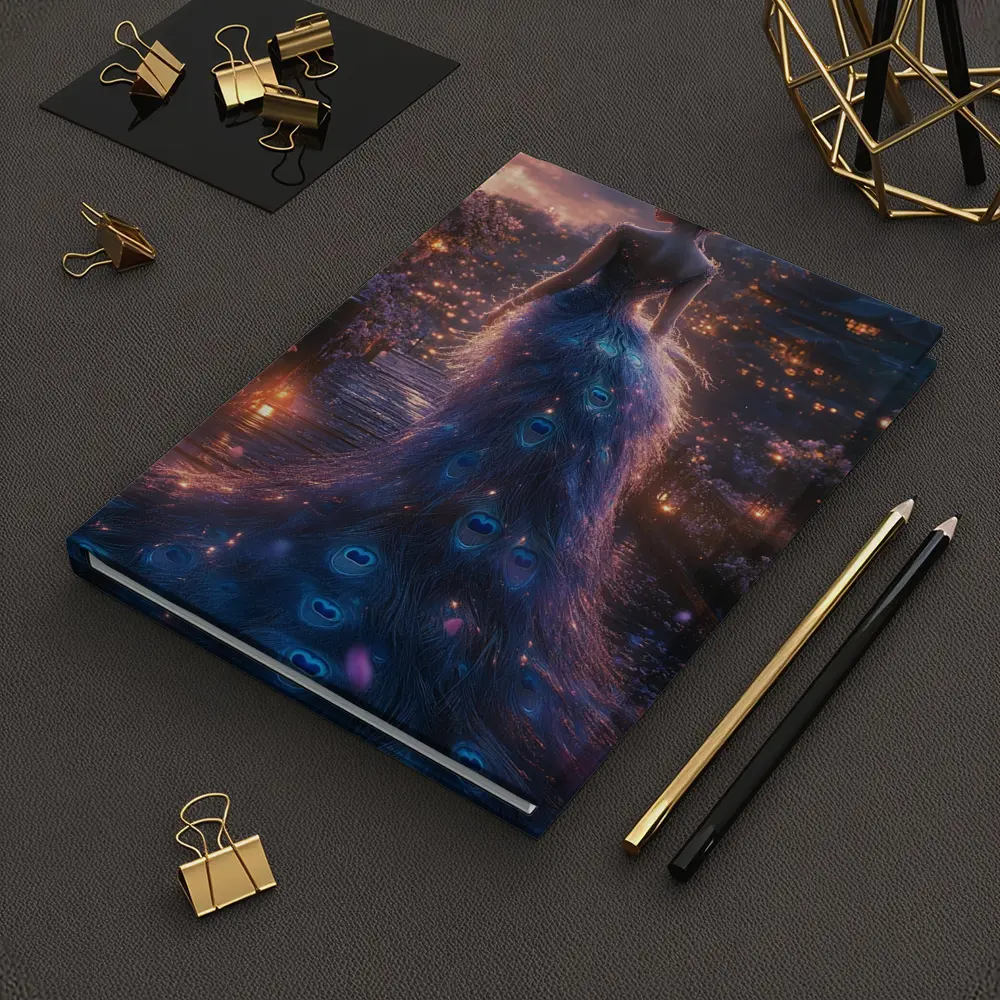 Woman Peacock Gown Fantasy Garden Night – Notebooks