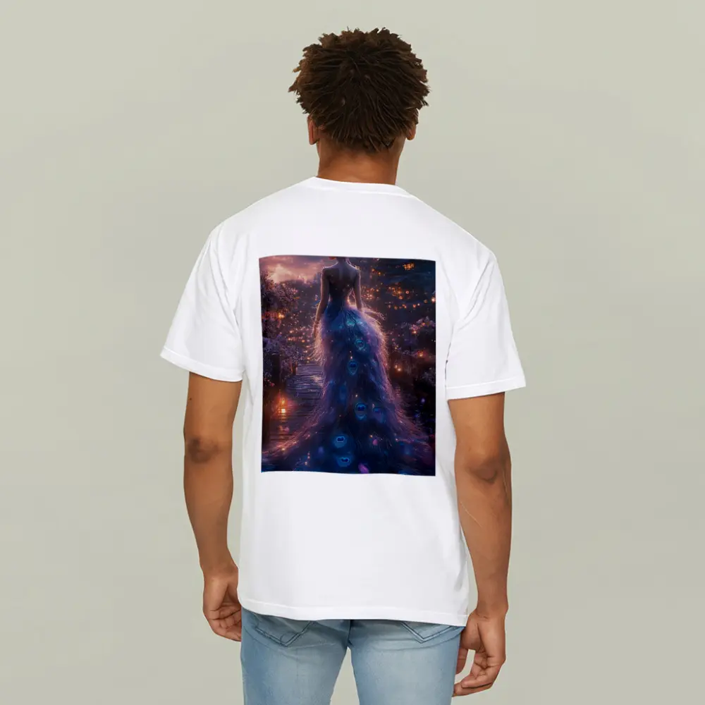 Woman Peacock Gown Fantasy Garden Night – T-Shirts