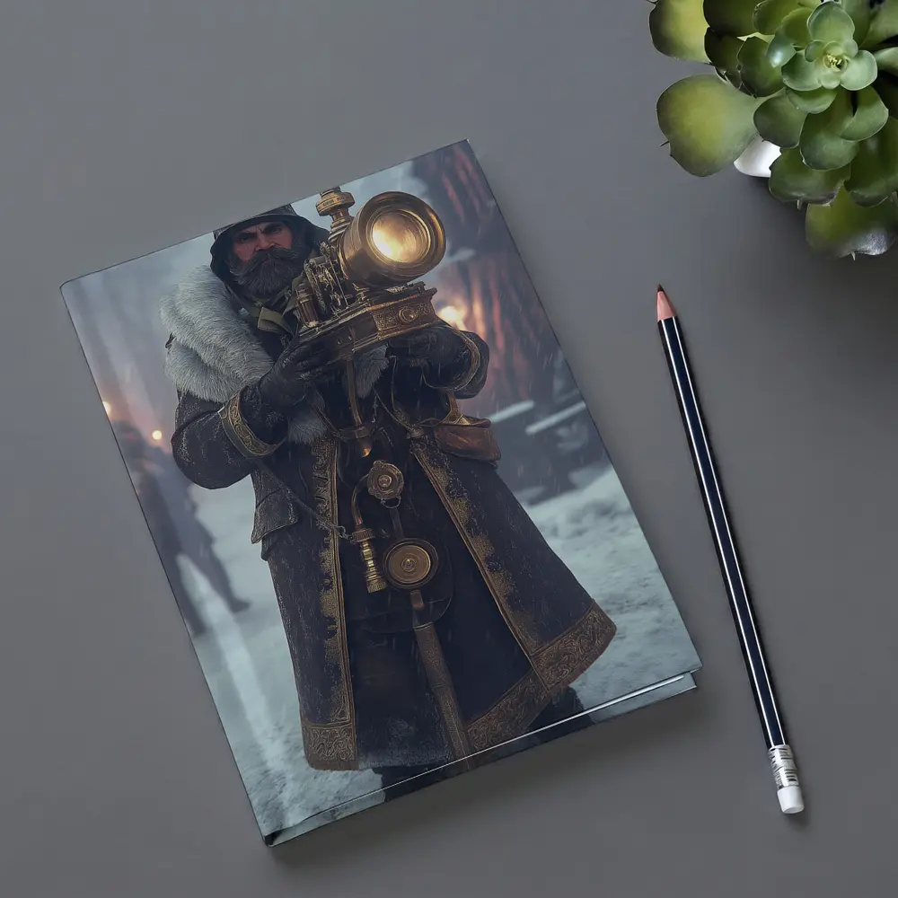 Steampunk Soldier With Lantern Snowy Night – Notebooks