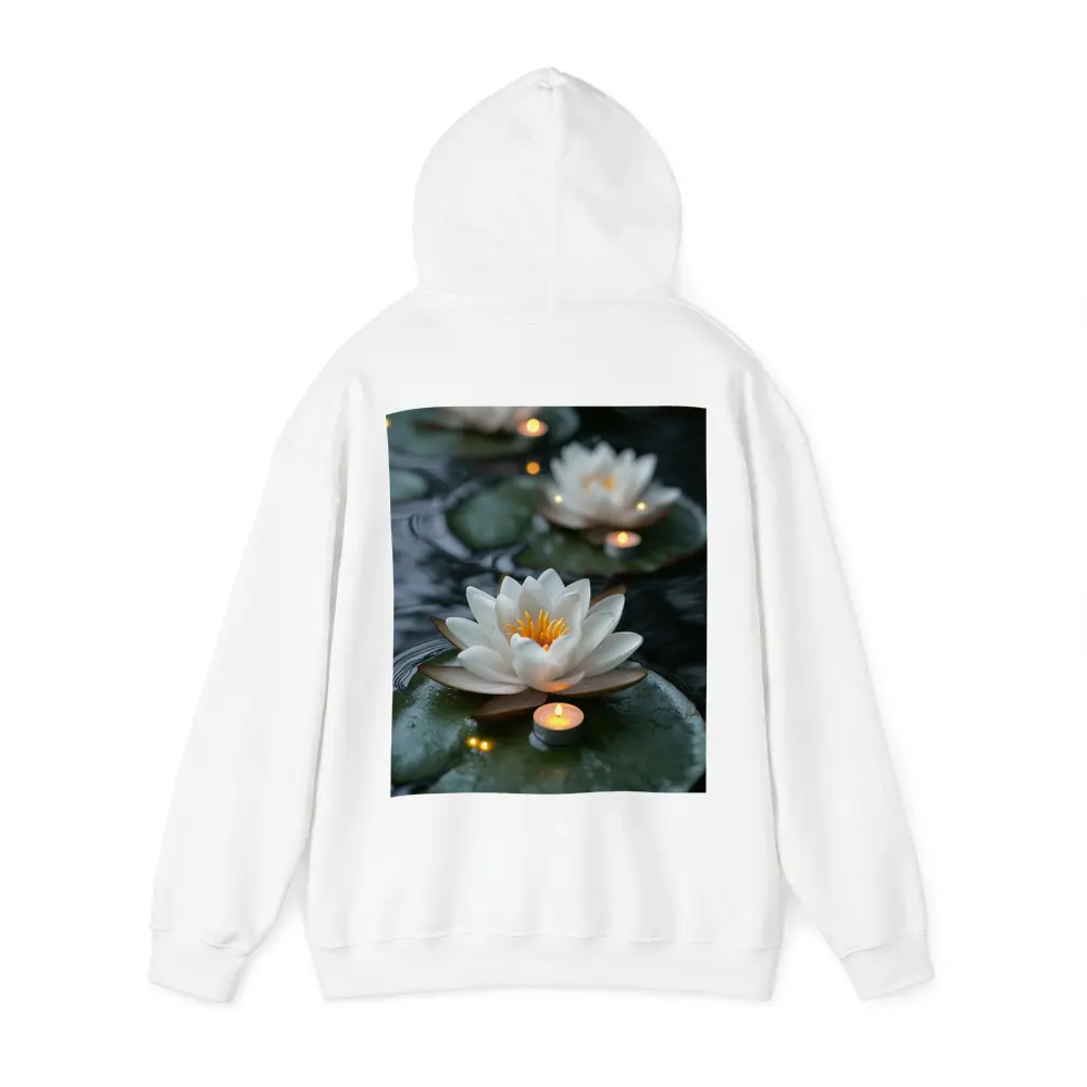White Lotus Flowers Floating on Dark Water – Hoodies
