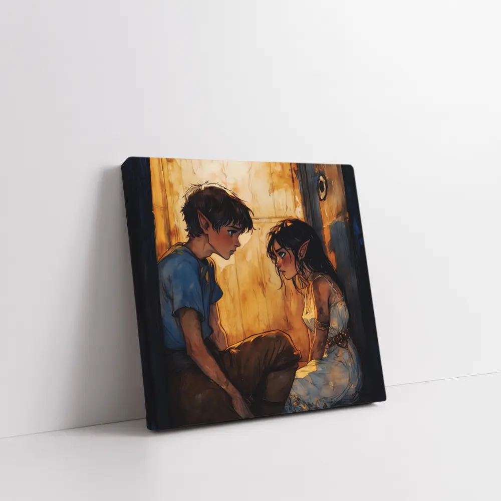 Two Young Elves Watercolor Fantasy Art – Wall Art