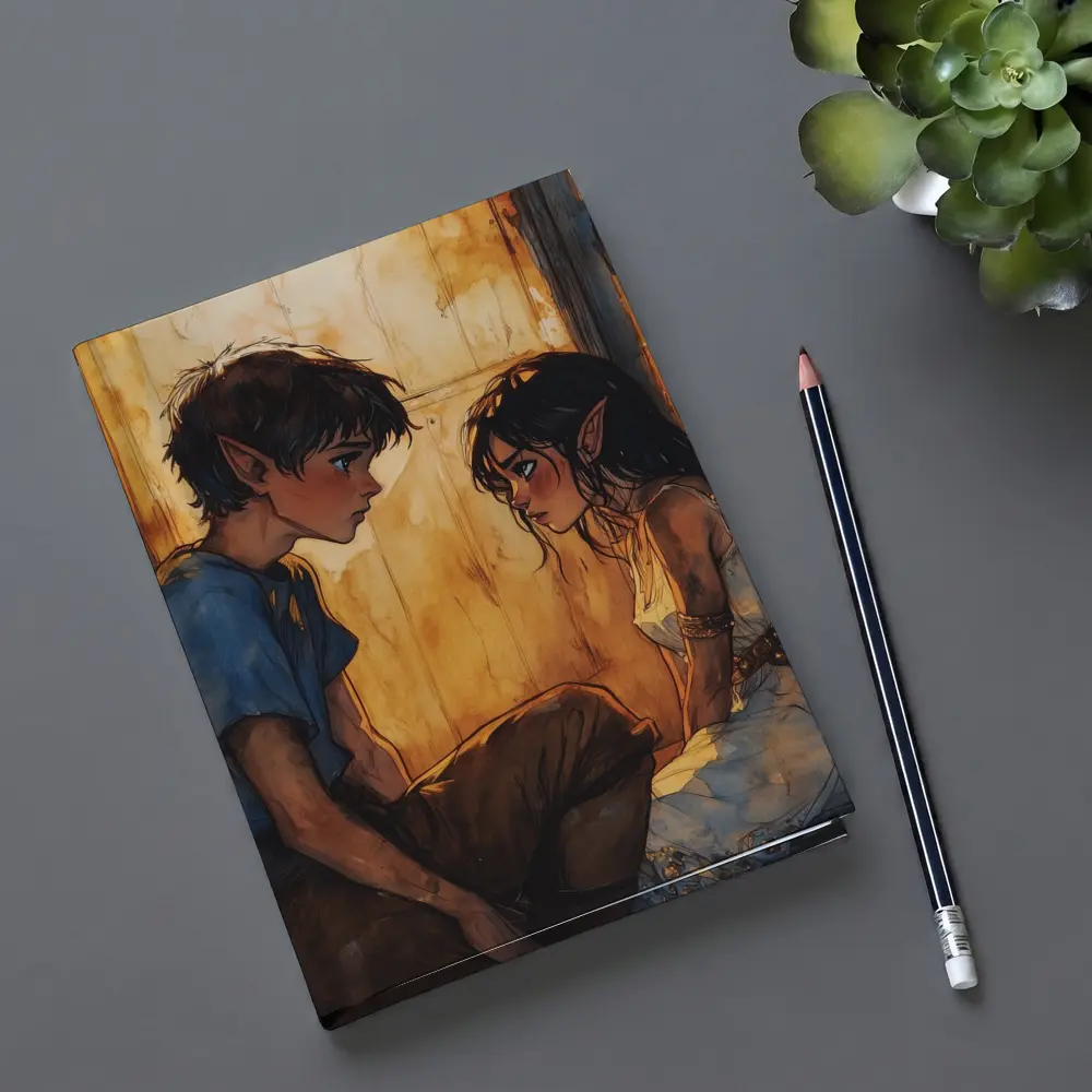 Two Young Elves Watercolor Fantasy Art – Notebooks