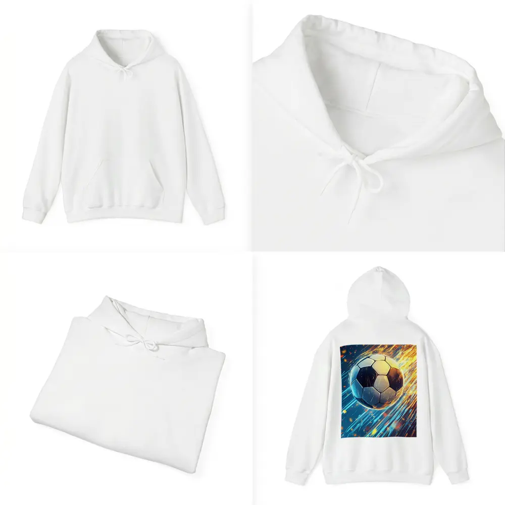 Soccer Ball Flying Through Fire and Light – Hoodies