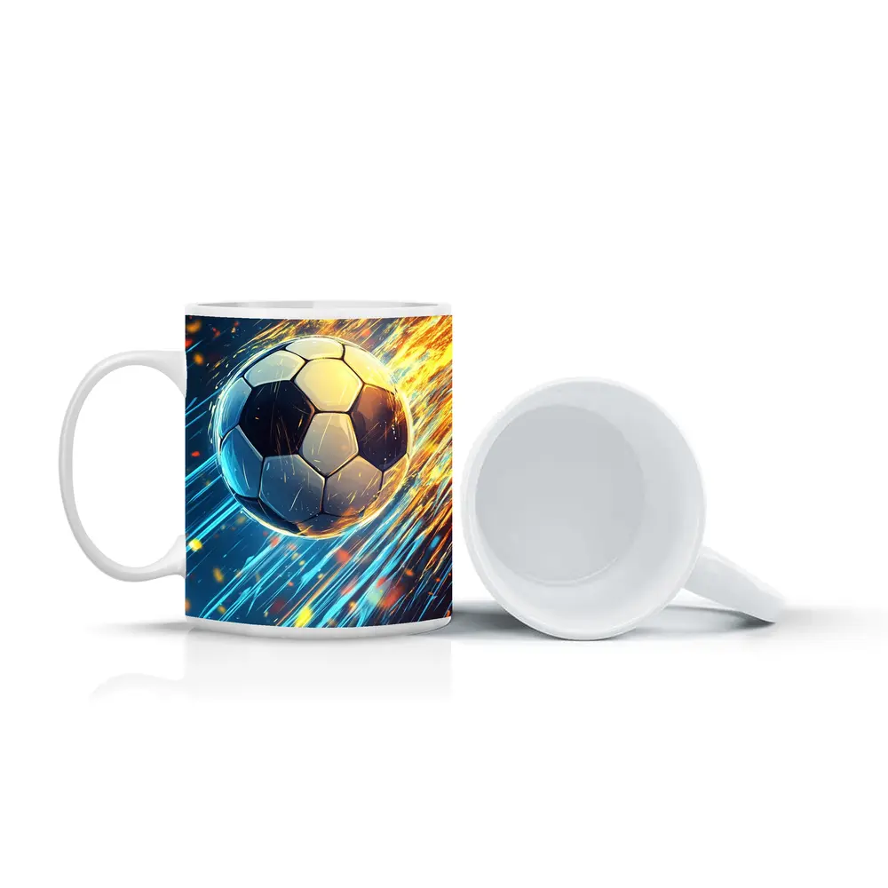 Soccer Ball Flying Through Fire and Light – Mugs