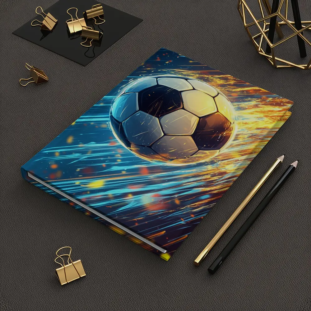 Soccer Ball Flying Through Fire and Light – Notebooks